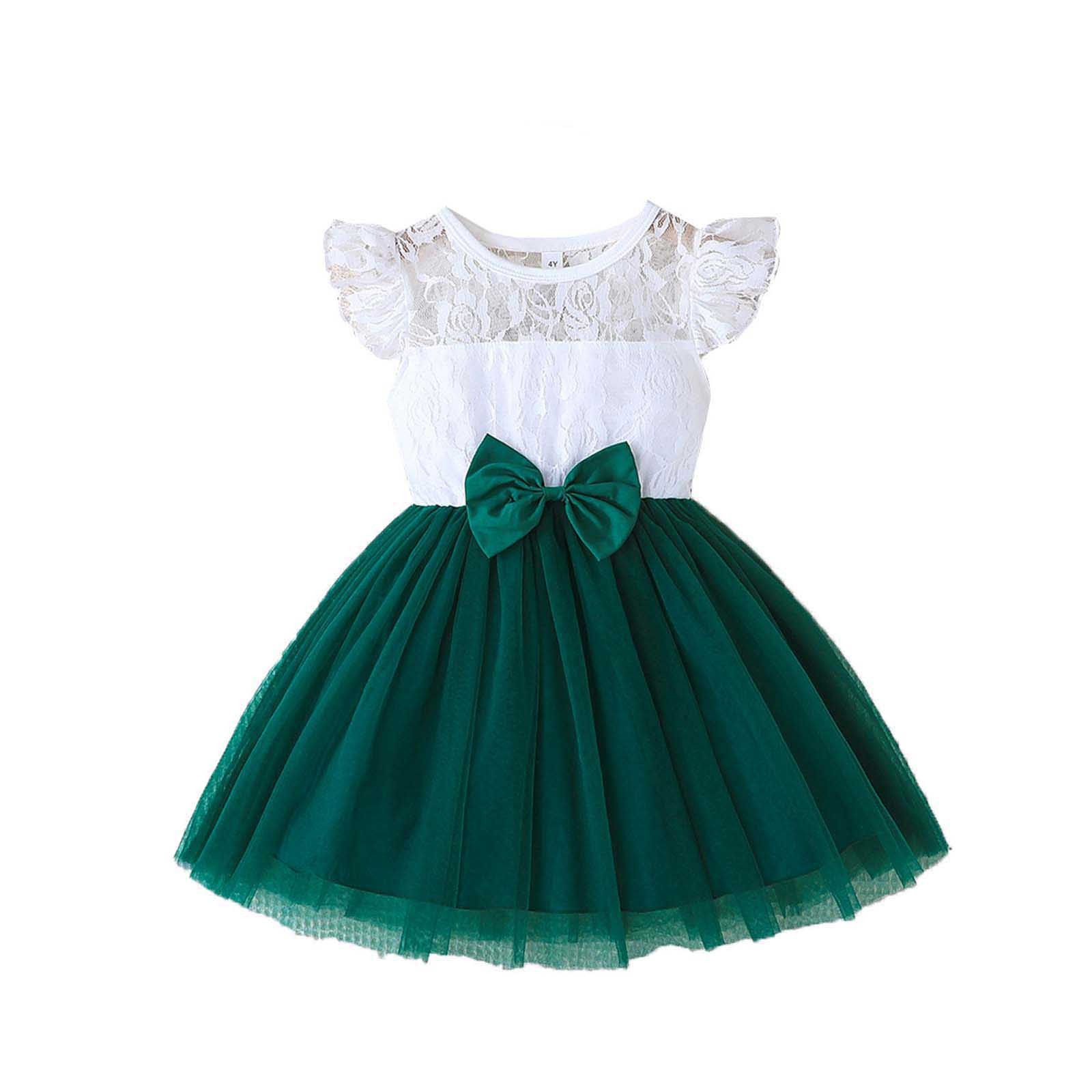 Toddler Girl Ruffle Dress Tutus Princess Dress Easter Dresses Sundress #Green 4-5 Years
